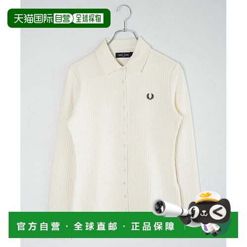 日本直邮FRED PERRY 女士长袖全开襟罗纹Polo衫 G3163