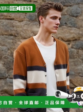 1h可退 日本直邮cantate 男士复古款单色羊毛开衫 24AWCA0469