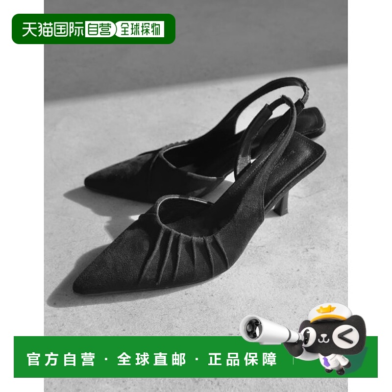 1h可退 日本直邮Re:EDIT 女装 仿皮塔克设计穆勒高跟鞋 半开放式