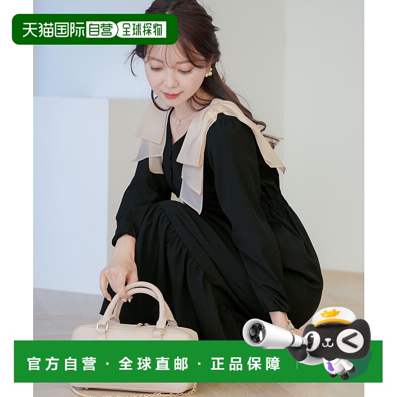 1h可退 日本直邮le reve vaniller 女士肩带蝴蝶结拼接连衣裙 lvn