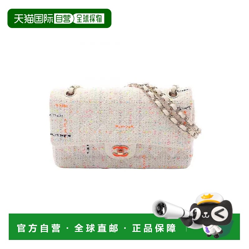 日本直邮中古Chanel香奈儿女包A级95新CF菱格呢子/粗花呢单肩包白