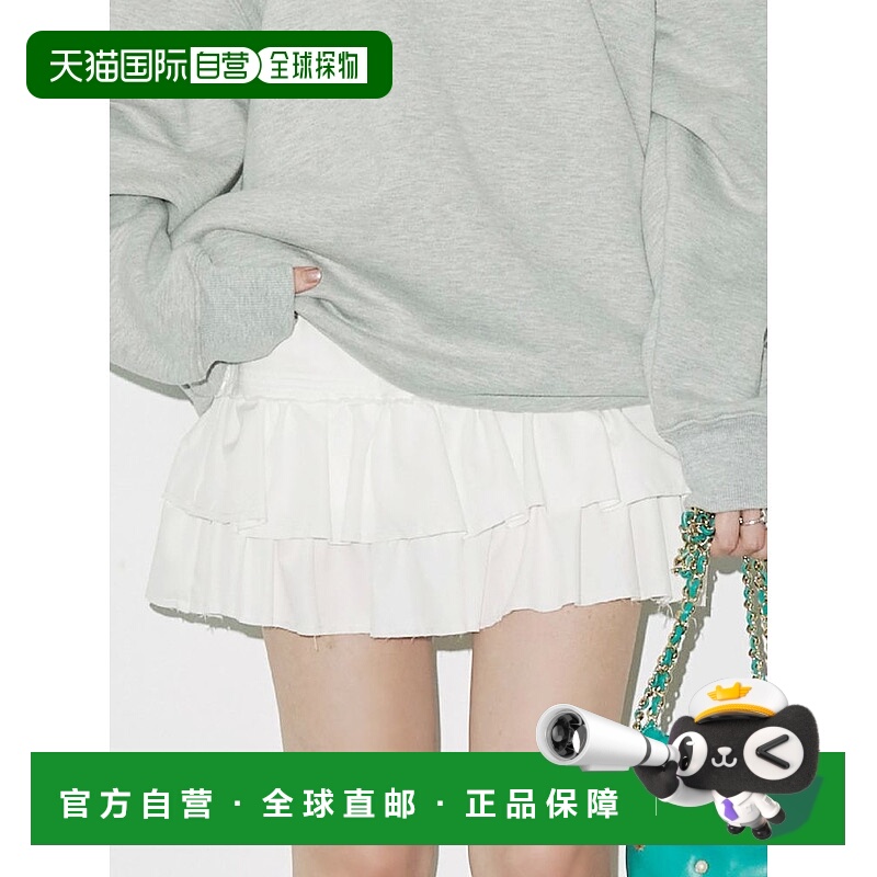 1h可退 日本直邮EVRIS 女装 高腰A字迷你裙 拼接荷叶边设计 37255