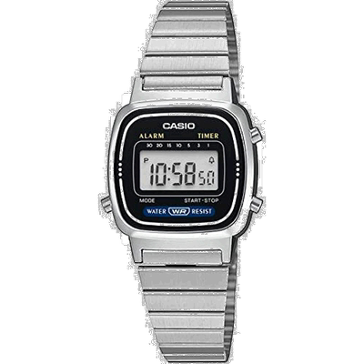 【日本直邮】CASIO卡西欧 女士数码表 LA670WA-1 银色 × 黑色 时