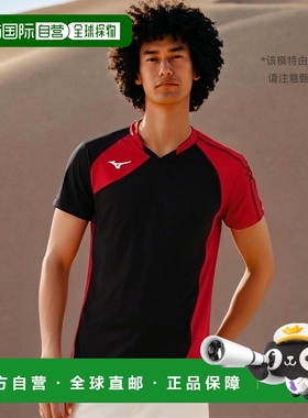【日本直邮】Mizuno美津浓排球短袖T-shirt黑色x红色M V2MA9001