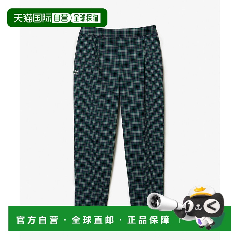 1h可退 日本直邮LACOSTE 女士UPF30+防晒高弹修身七分格纹高尔夫