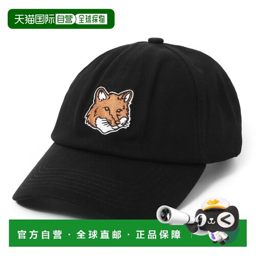 日本直邮Maison Kitsune FOX HEAD CAP 棉质帽子 6片式帽 男士 黑