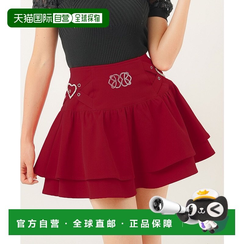 1h可退 日本直邮夢展望 Diable baiser 女士心形石头装饰迷你短裙