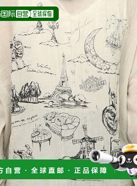 1h可退 日本直邮iS ScoLar 女装 巴黎图案 纯棉感 2WAY宽松衬衫外