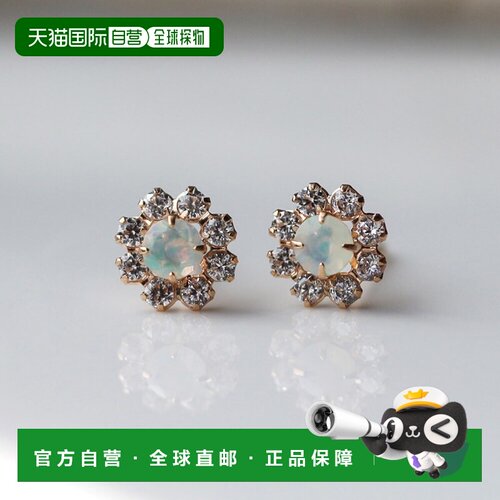 1h可退 日本直邮cui-cui10K黄K金Opal花朵欧泊耳环774324cuicui