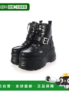 【日本直邮】 Yosuke女士运动鞋黑色厚底高帮舒适百搭防水厚底鞋