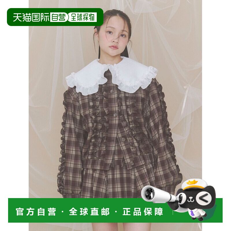 日本直邮merry jenny 女装 格纹荷叶边短外套 282【付后1h可退】