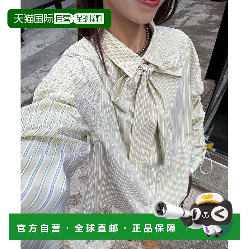 1h可退 日本直邮CIAOPANIC女士宽松袖口抽褶蝴蝶结条纹衬衫 CPZ10,女装/女士精品,衬衫,淘宝优惠券,粉丝福利购,淘宝优惠卷