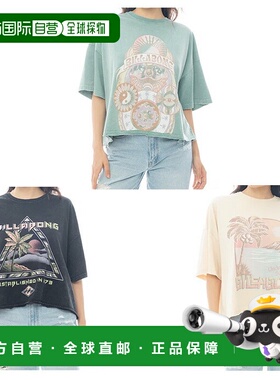 日本直邮Billabong 女士图案宽宽松短款T恤休闲上衣短袖T恤绿色BI