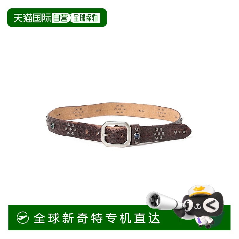 1h可退 日本直邮Double RL 男士牛皮铆钉皮带 38520034770新款