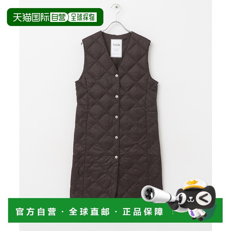 1h可退 日本直邮TAION 女士 V领长款羽绒背心 双侧开衩设计 RWA7W