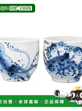 日本直邮九谷烧一对茶杯海鲜佐藤刚 (Tsuyoshi Sato) 设计