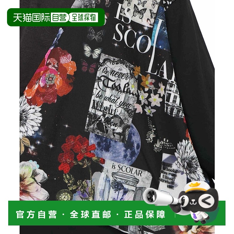 1h可退 日本直邮iS ScoLar 女装 异材质拼接 蝶花印花宽松罩衫 55