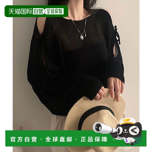 日本直邮Lace Ladies 镂空肩带针织衫 黑色