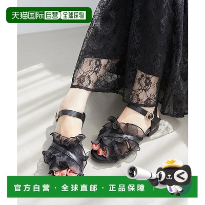 1h可退 日本直邮MAJESTIC LEGON 女士透感褶皱低跟凉鞋 105211470