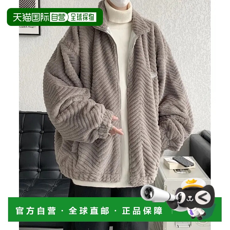 1h可退 日本直邮FVLMEN男女同款onepoint波纹图案博阿拉拉链夹克