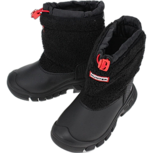 日本直邮Hunter 儿童 Little Wanderer 夏尔巴雪地靴黑色 K Litte