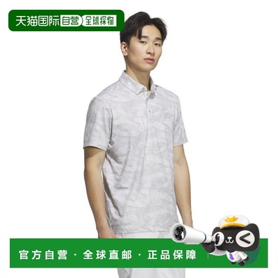 日本直邮adidas 图形 AOP 半袖男士高尔夫POLO衫 GRY色