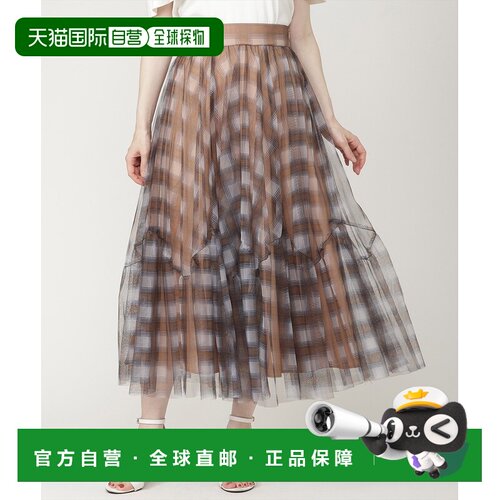 日本直邮Swingle 女士 格纹薄纱半裙 20072612205077半身裙百褶裙