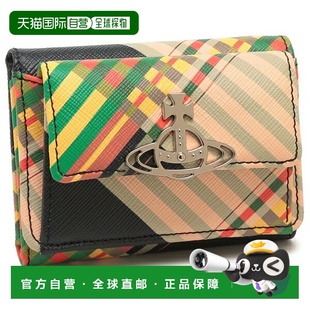Saffiano 女士 格纹三折钱包52010013 Westwood 日本直邮Vivienne
