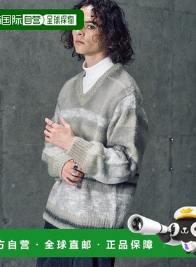 1h可退 日本直邮Casper John 男装 宽松V领 多色渐变条纹针织衫 1