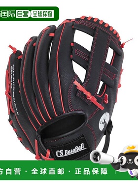 日本直邮Captain Stag CS 青少年棒球手套 黑色 x 红色 露营徒步