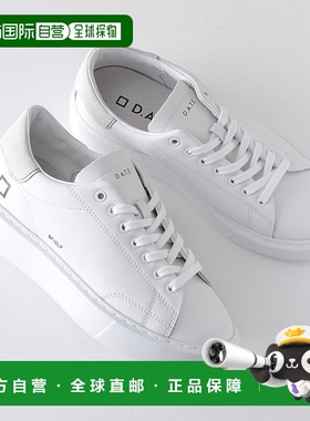 日本直邮DATE SFERA CALF 女士皮革低帮厚底运动鞋带品牌标志白色