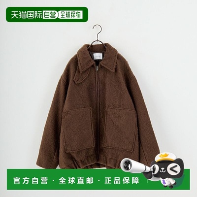 1h可退 日本直邮CLOCHE 女装 宽松仿毛呢质感半拉链夹克 大方块口