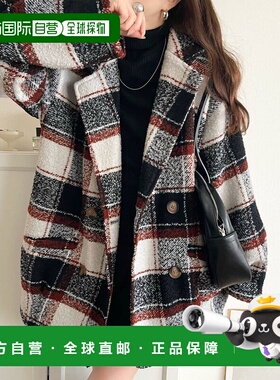 1h可退 日本直邮mily bilet 女装 格纹茧型中长款双排扣外套  mi1