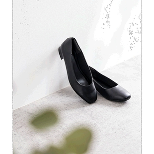 【日本直邮】menue 女士浅口女鞋黑色百搭低跟气质皮鞋礼服鞋
