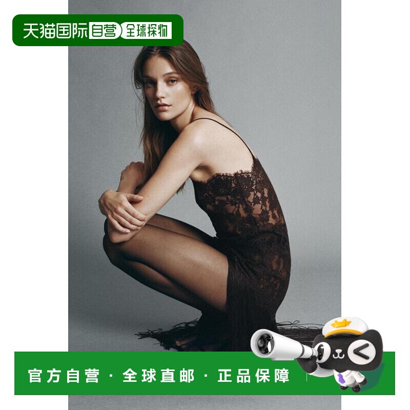 日本直邮Zara带流苏的蕾丝背心连衣裙吊带