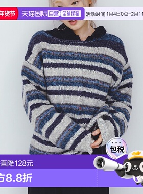 1h可退 日本直邮KBF 女装 多色条纹 宽松针织衫 领口宽松设计 KBA