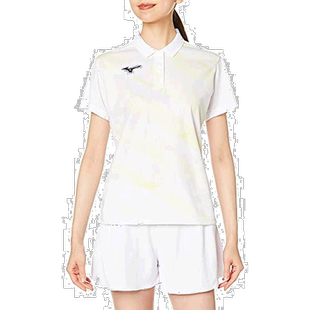 【日本直邮】Mizuno美津浓女士潮流网球衫拼色有领短袖吸汗速干