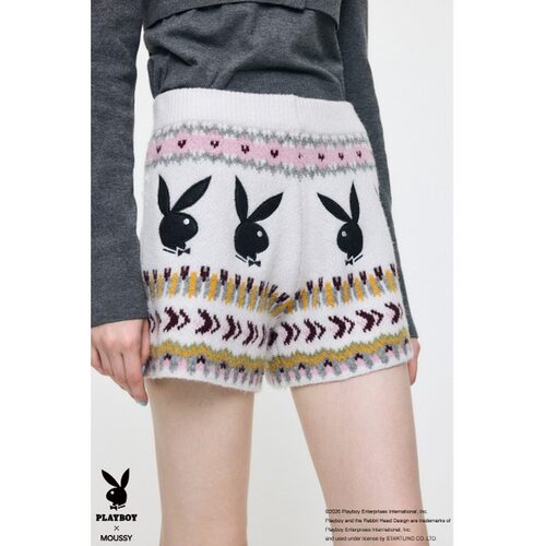 MOUSSY 女装 PLAYBOY联名提花针织短裤 010JAQ017【付后1h可退】