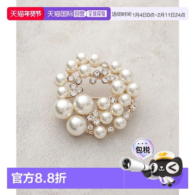 1h可退 日本直邮OPAQUE.CLIP 女士 费用珍珠×水钻 圆形胸针 C713