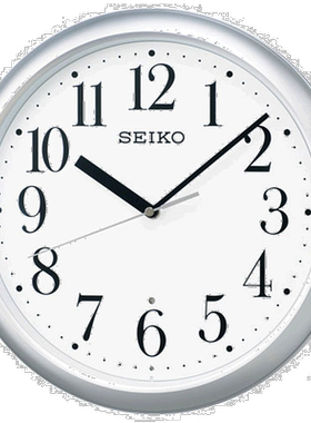 日本直邮精工SEIKO挂钟银色金属边框简约客厅卧室壁挂钟表KX218S