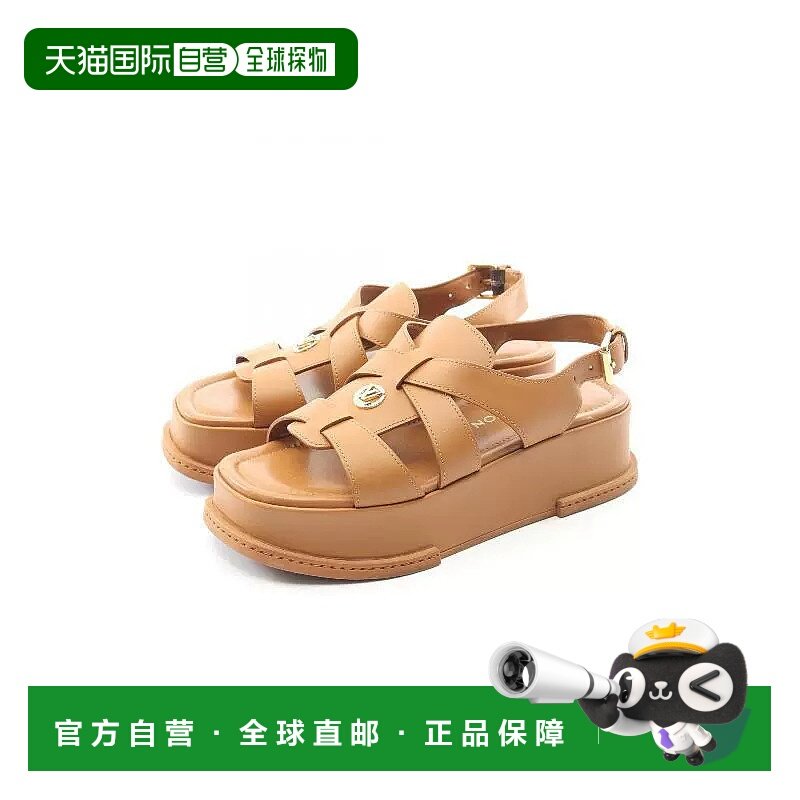 日本直邮中古LV路易威登女A级95新Sandals凉鞋牛皮鞋棕色