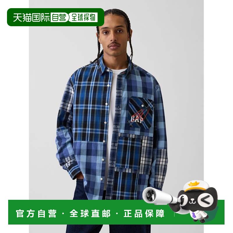 日本直邮GAP Gap x Sean Wotherspoon 大号拼贴格纹标志衬衫图片