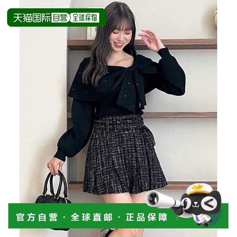 1h可退 日本直邮MAJESTIC LEGON 女装 宽松半脱肩针织衫 珍珠链饰