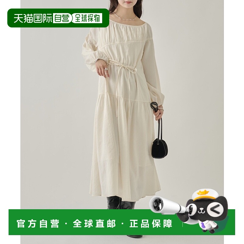 1h可退 日本直邮mystic 女装 收腰抽绳设计 显瘦方领长裙 MYZ1052