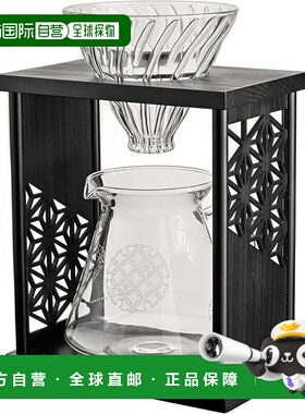 【日本直邮】HARIO 滴漏支架套装 麻叶 黑色 600ml 1-4杯