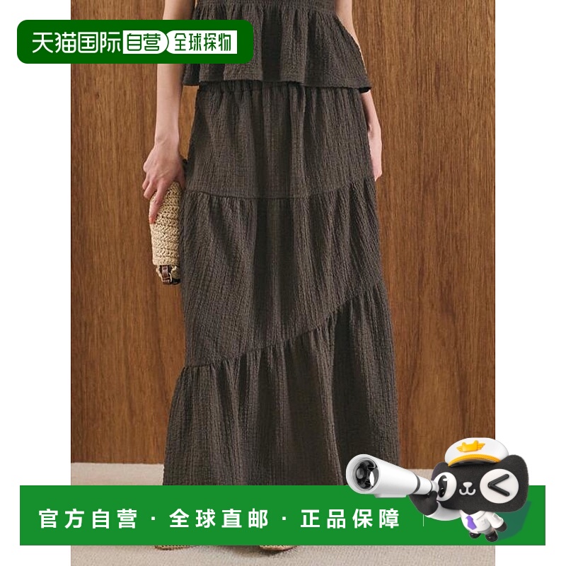 1h可退 日本直邮coca 交叉褶皱收腰裙长裙长款速干运动针织轻薄