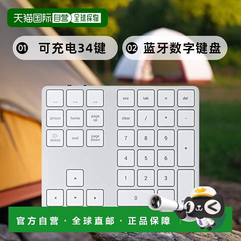 【日本直邮】Satechi 蓝牙数字键盘 可充电34键 MacBook Pro / Ai图片