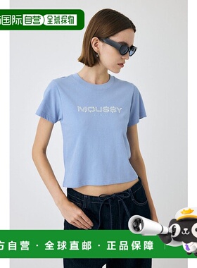 日本直邮MOUSSY LITTLE POPS logo T恤 [MO1164EW036652] 蓝色