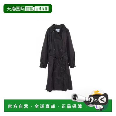 日本直邮中古Prada普拉达女A级95新trench coat风衣尼龙外套黑色