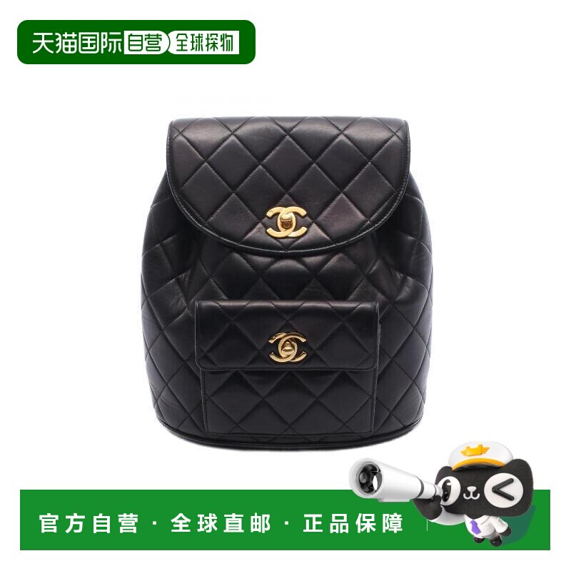 日本直邮中古Chanel香奈儿女包A级95新Backpack背包羊皮双肩包黑